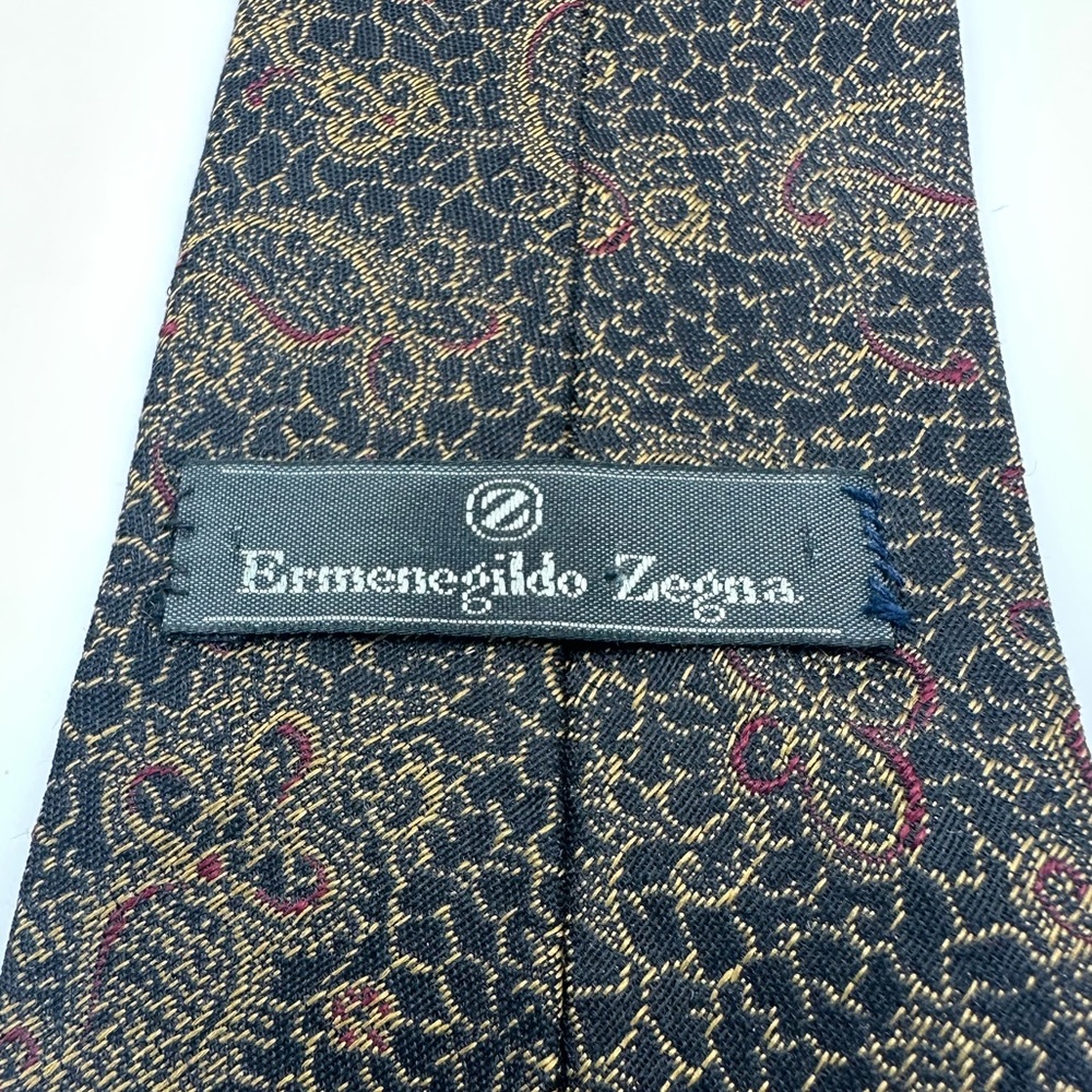 Vintage Ermenegildo Zegna Italian metallic print 100% Silk Tie - Picture 3 of 5